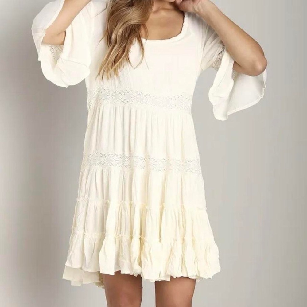 Free People Dream Cloud Crochet Mini Dress size S